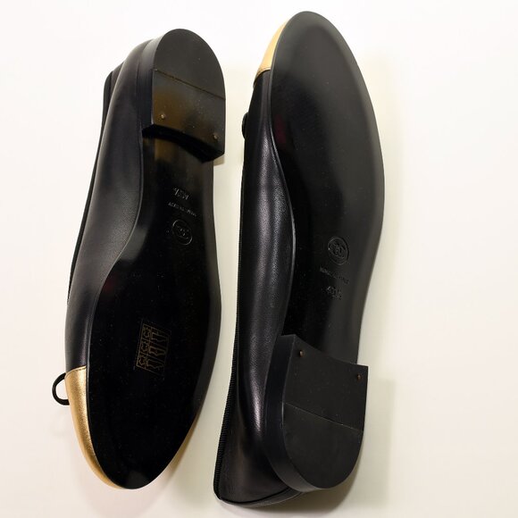 CHANEL Classic Ballerina Flats Black & Gold Cap Toe EU 40.5 / US 10.5B NIB - Picture 8 of 10